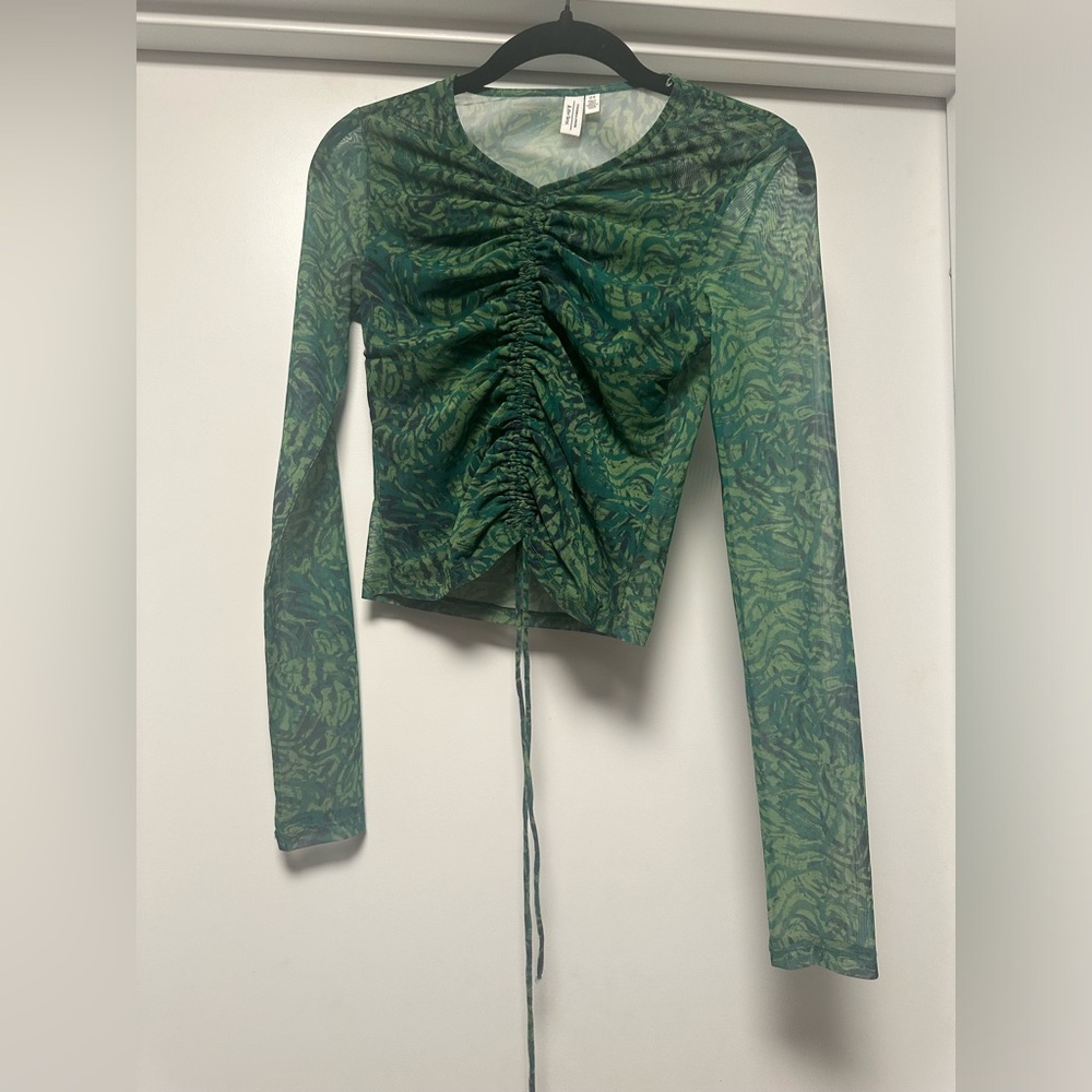 & other stories mesh green funky top